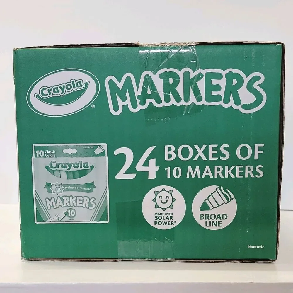 Crayola Broad Line Markers, Green, 24 Boxes of 10 (240 Total)
